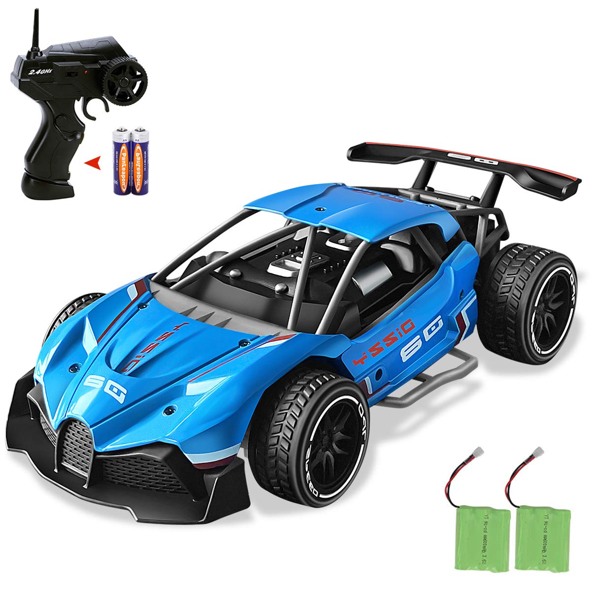 1/16 Scale RC Car, 2.4GHz Remote Control Car, Alloy Bodywork & High Speed Rally Race Car Model, Drifting Car for Boys (Blue)
