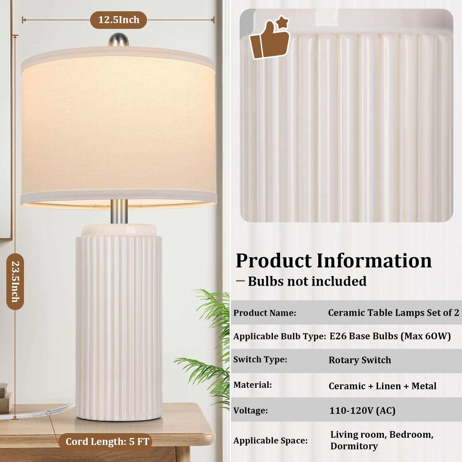 Table Lamps USumkky Ceramic Set Of 2, Modern Tiffany Lamp