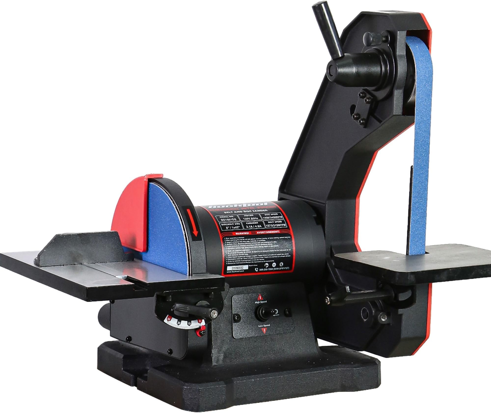 Dual Speed 1" x 42" Belt Disc Sander Combo, Bench Knife Sharpener with Large Work Table, Professional Benchtop Belt Sander with Direct-drive 4.8A Brushless Motor for Metalworking, BD1801DS
