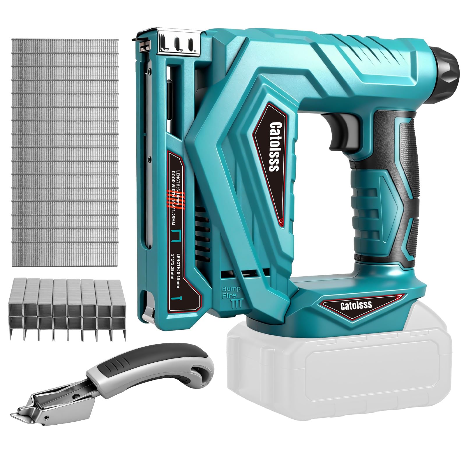 Akumulatorowy zszywacz do paznokci, kompatybilny z Ma-kita 18 V litowy, pistolet na zszywacz 100 W, 1000 prostych gwoździ i 1000 gwoździ w kształcie litery U, do tapicerki, projektów obróbki drewna