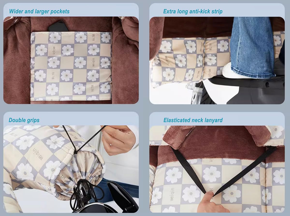 PILYON Couvre-Jambes Coupe-Vent pour Scooter, Tablier de Jambe de vélo, Couette Coupe-Vent, Pare-Brise de Moto d'hiver, Housse de Moto Chaude et épaisse, Facile à Installer,Blue