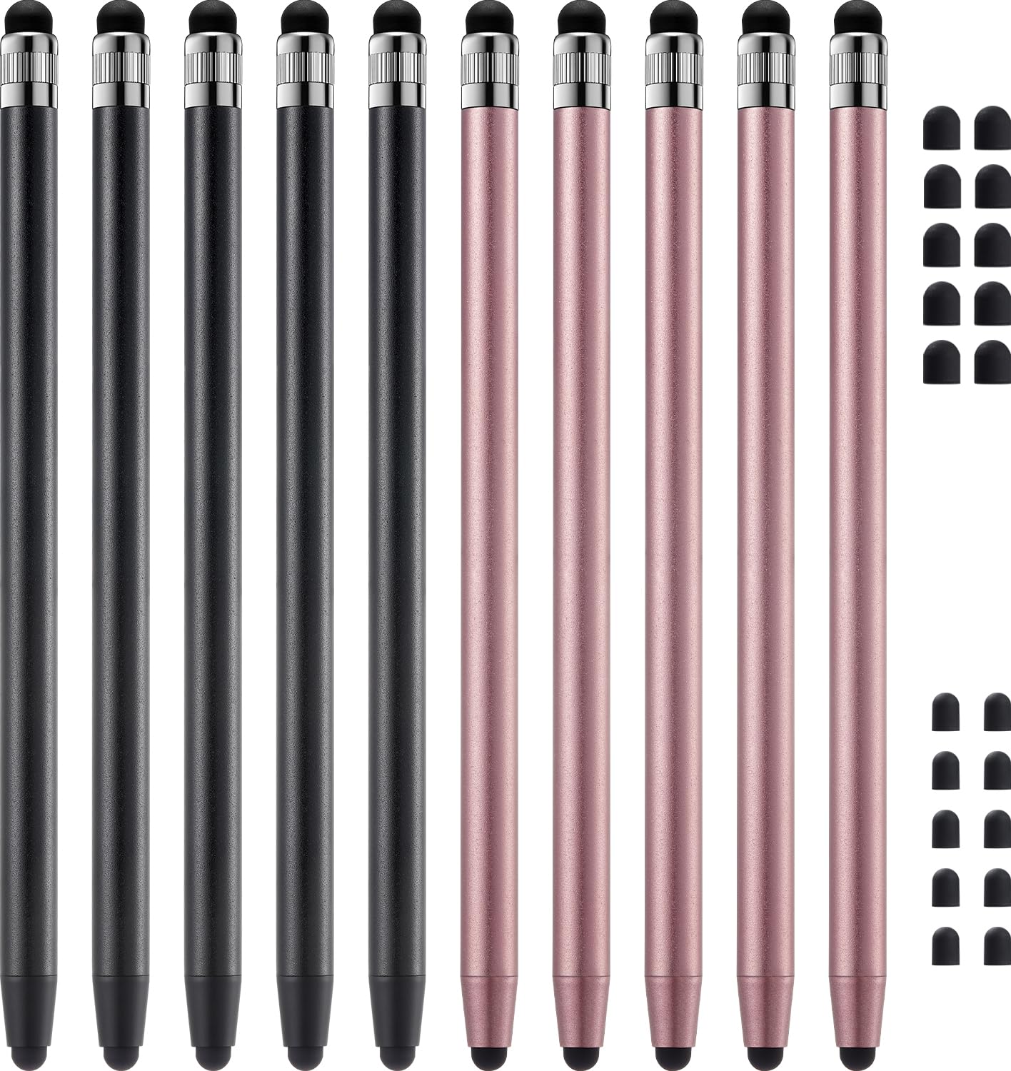 Stylus Pen for Touchscreen, 10pcs High Sensitivity and Precision Stylus Pen for iPad iPhone Android Compatible and All Touch Screens (Black/Rose Gold)