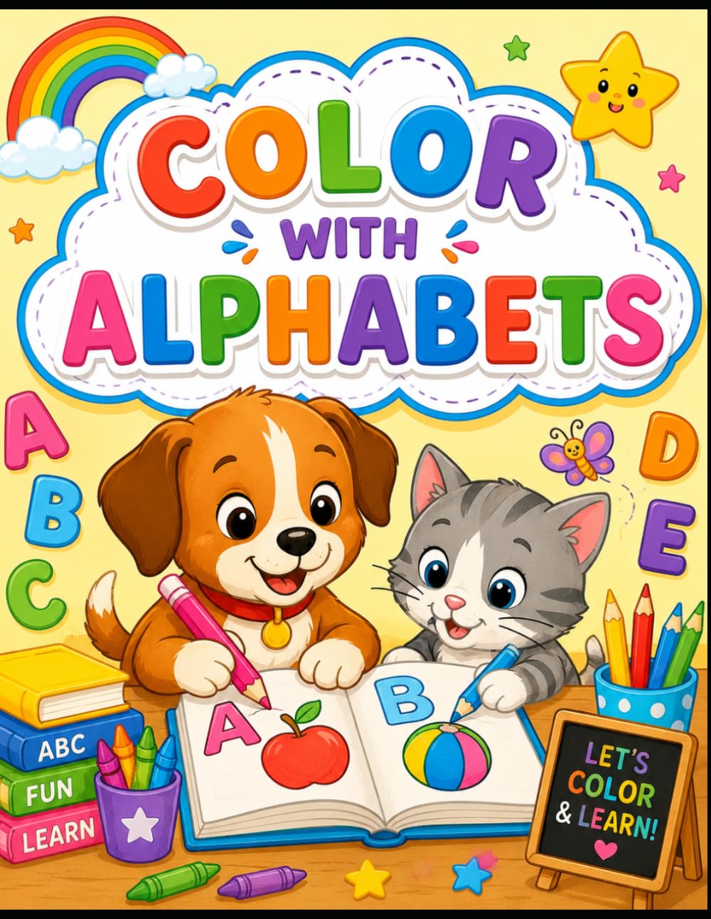 Color with Alphabets: A Fun ABC Coloring Book for Kids Ages 3–6 | Learn Letters, Build Early Writing Skills, and Enjoy Easy Coloring Pages