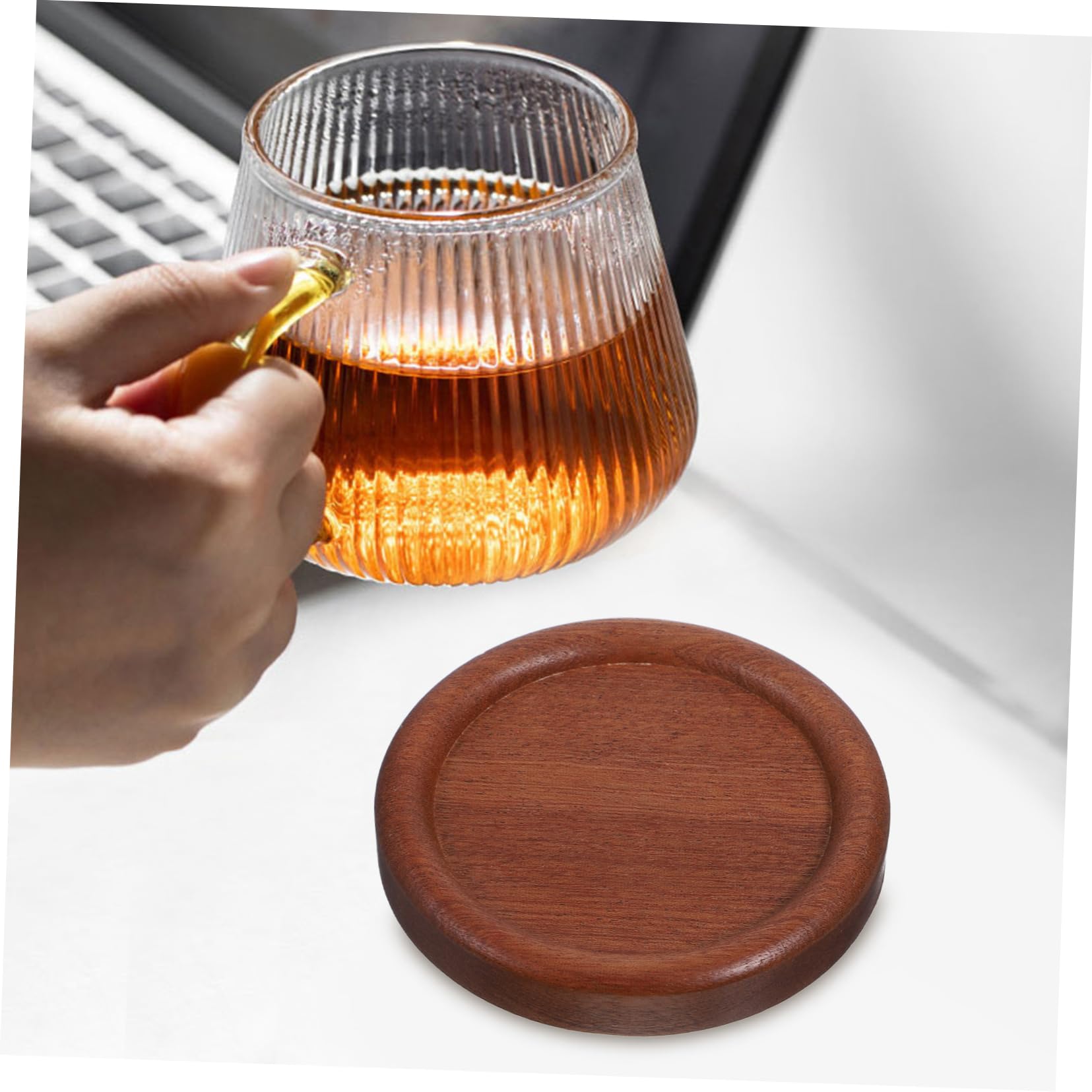 20 Pcs Dessous De Verre Rétro en Bois Massif sous-Verres en Bois pour La Maison Dessous De Verre Tapis De Tasse en De Tasse Anti-Brûlure De Tasse À La Maison