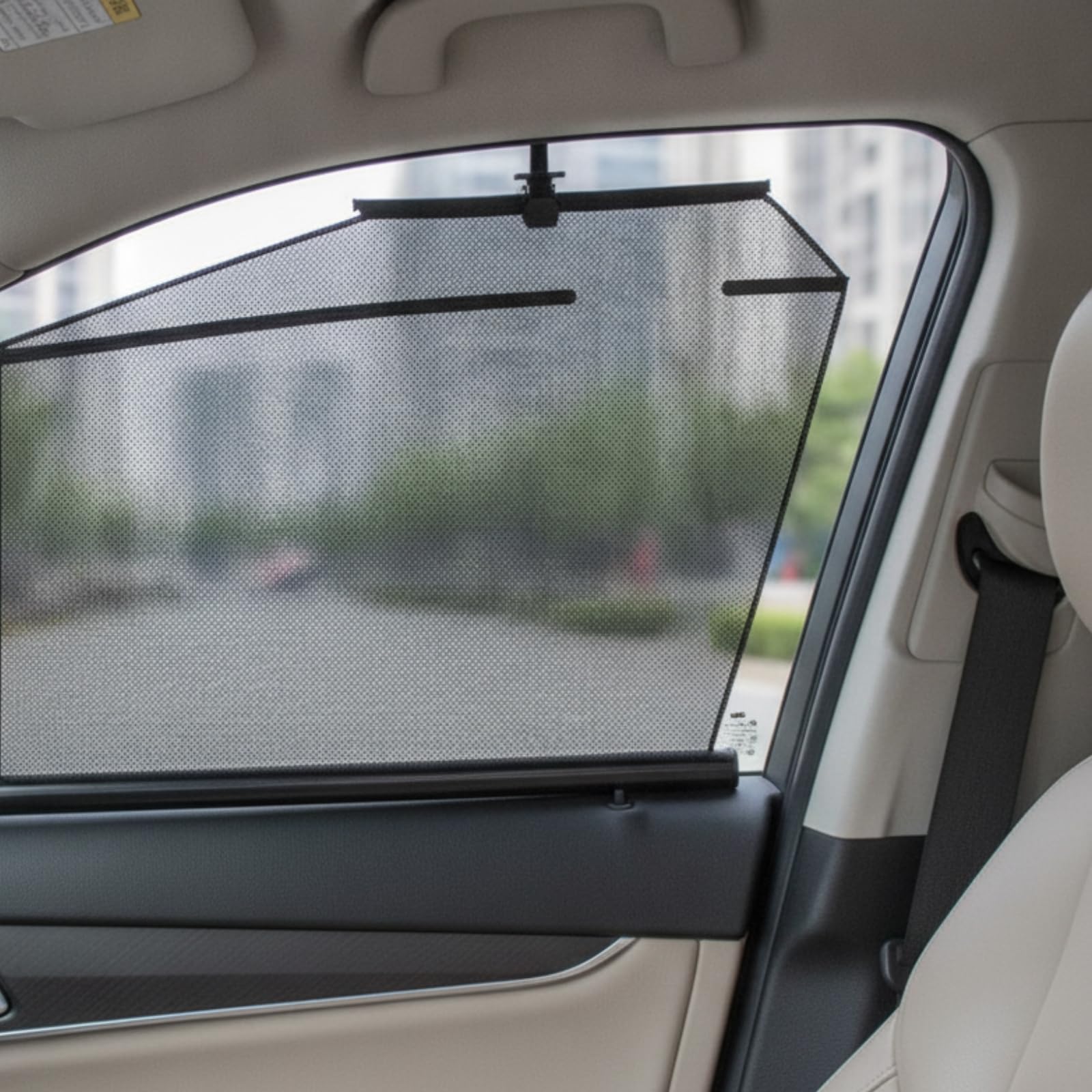 harayaa Cortina para Ventana de Coche Automática Elevable Parasol Retráctil Visera de Ventana Lateral Protector Solar de Habitáculo Material de Poliéster con, Copiloto, Lado Derecho, 1 Pieza