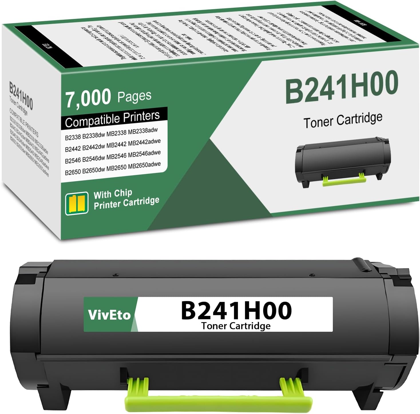 B241H00 Black Toner Cartridge (with New Chip) Repalcement for Lexmark B241H00 Toner Cartridge for B2338 B2338dw B2442 B2442dw MB2338 MB2442 Printers, 1 Pack High Yield MB2442 Ink