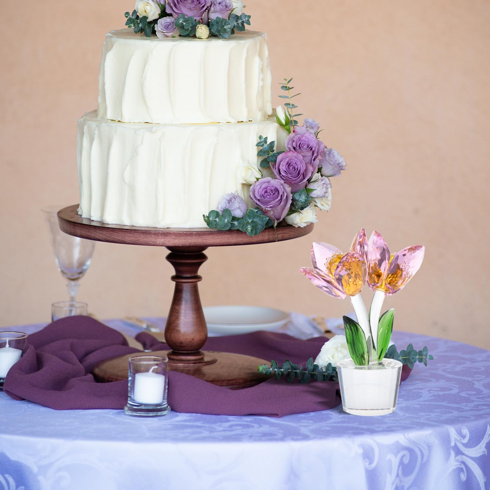 Decorazione Cristallo Fiore Tulipano da Scrivania Artigianato Creativo in Resistente con Base Piana Ornamento Floreale per Casa e Ufficio Centrotavola Raffinato e Decorazione