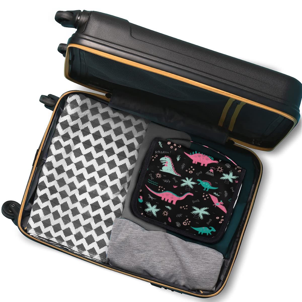 Podróżna kosmetyczka z dinozaurem zabawny dinozaur torba do mycia torba unisex wiszące przybory toaletowe kosmetyczny organizer do makijażu, wielobarwny, Jeden rozmiar