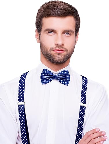 Miniatura 2 de SATINIOR Juego de tirantes y corbatín con clip de los años 80 para hombres y mujeres