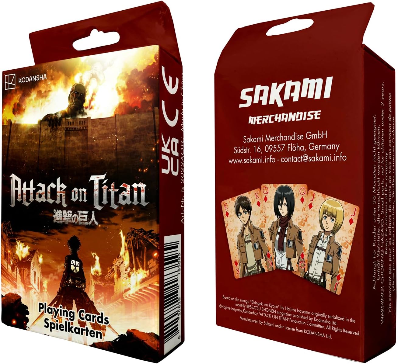 SAKAMI - Attack On Titan - 52 Playing Cards - Poker, Card Game, Deck, Playing Cards - Original & Licensed