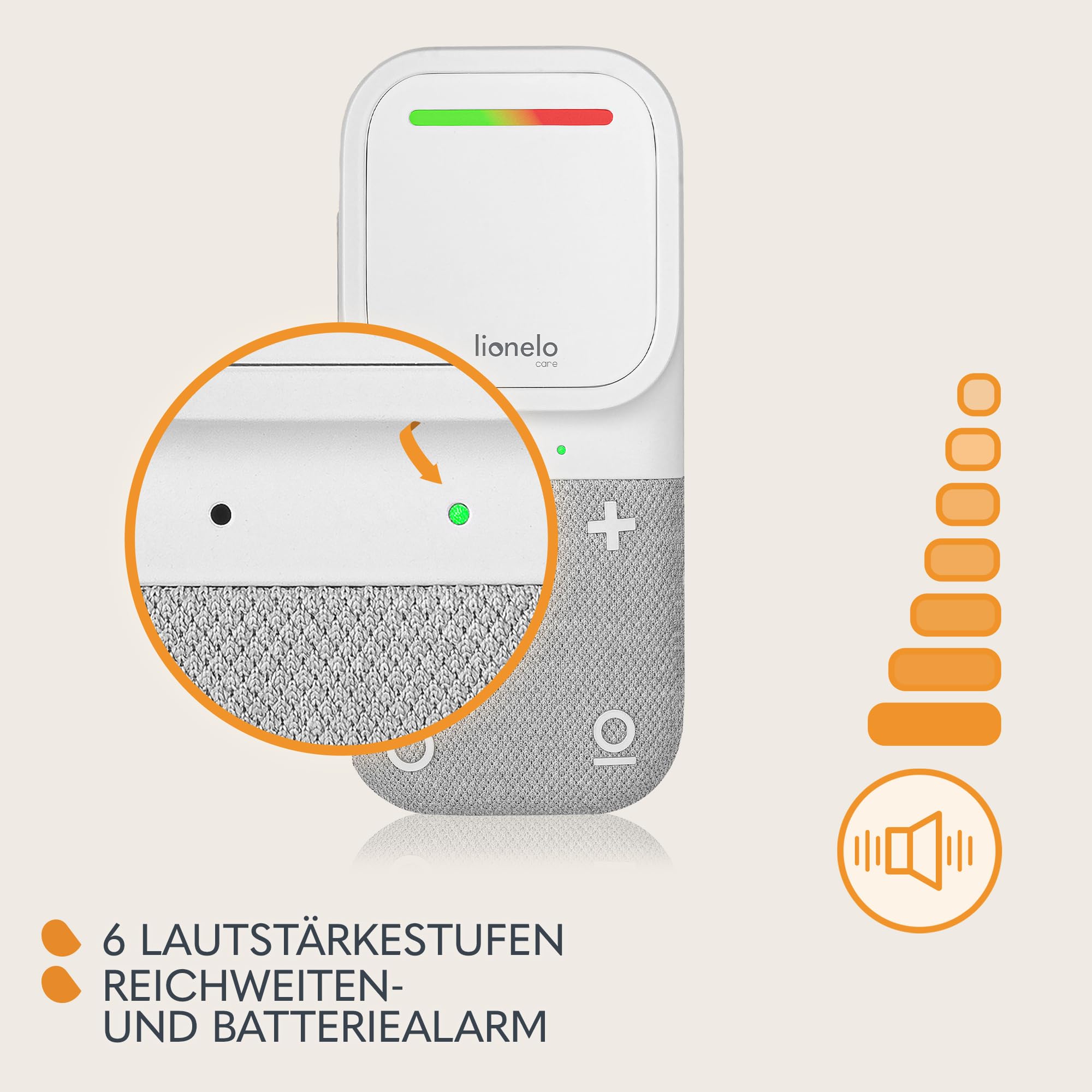 LIONELO Babyline 2.2 Elektronisches Audio Babyphone mit Nachtlicht, Reichweite bis zu 400 m, Zwei-Wege-Kommunikation, EcoVox Sparmodus, Alarme, Batterie bis zu 12 h, Lautstärkeregler