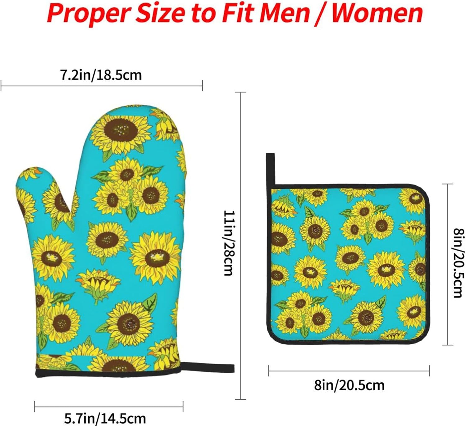 Sunflowers Pattern Kitchen baking four piece set, fit for cooking and baking, oven, microwave, and outdoor barbecue