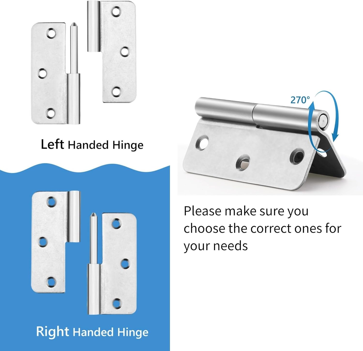 3.5 Inch Lift Off Hinge, Stainless Steel 304, Detachable Slip Joint Flag Hinges for Wooden and Metal Doors, Windows, and Various Functional Metal Equipment (Left Handed, 18 PCS)