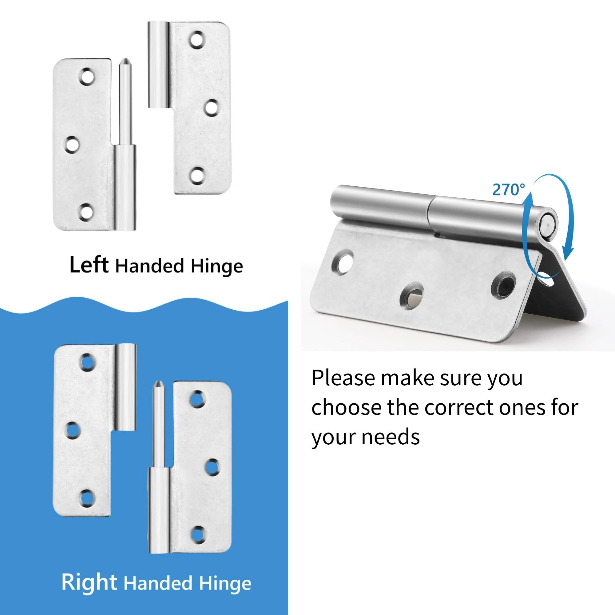 Bisagra de elevación de 3.5 pulgadas, acero inoxidable 304, bisagras de bandera desmontable para puertas de madera y metal, ventanas y varios equipos metálicos funcionales (zurdos, 18