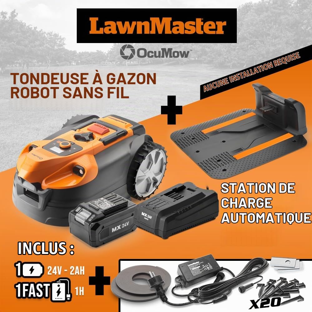 Robot Tondeuse Autonome 24V sans Fil périmétrique avec Station de Charge - Max 500m²