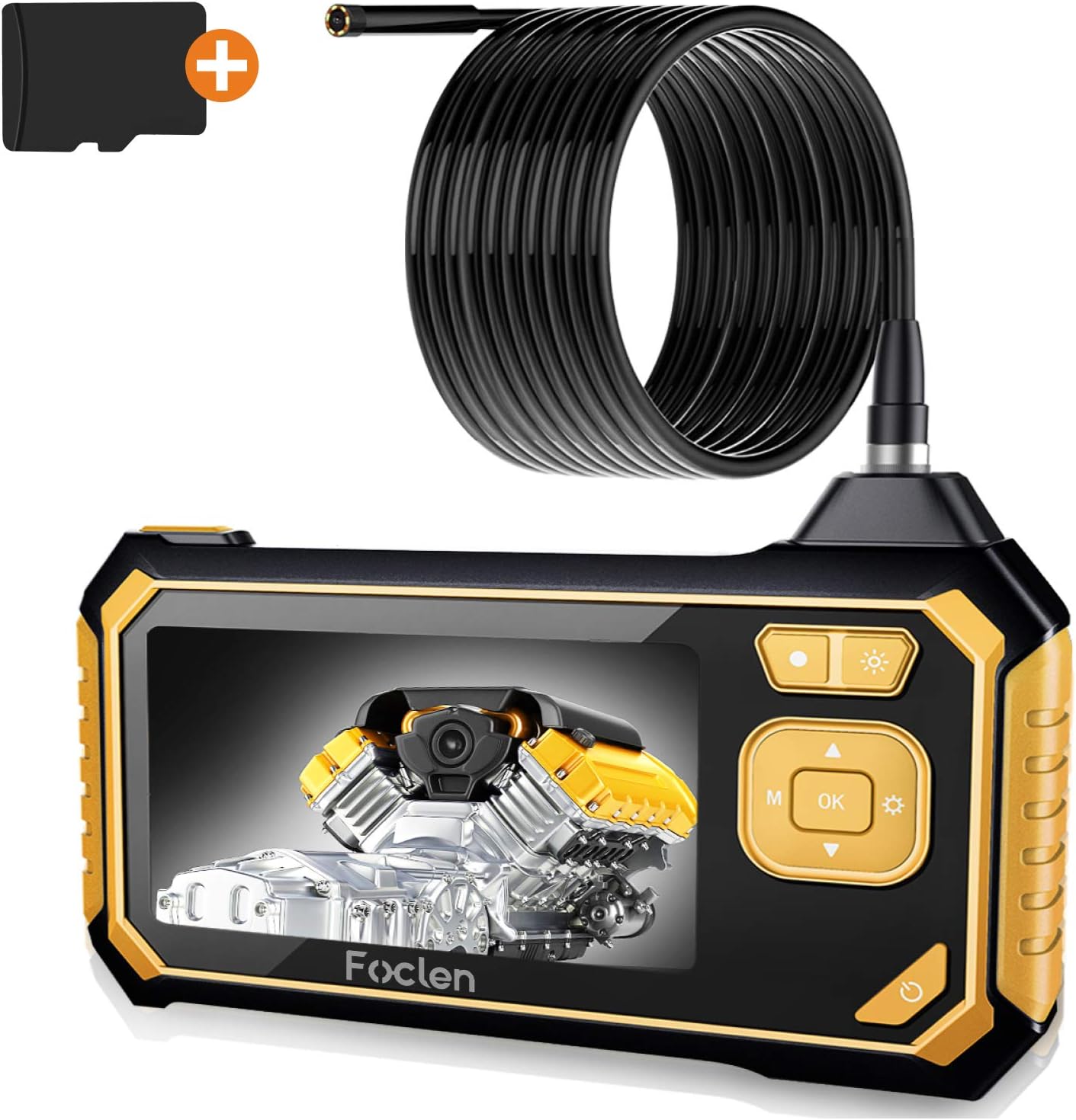 Industrial Endoscope,Foclen Borescope Camera 1080P HD 4.3inch LCD 2600mAh Battery Handheld Inspection Camera with Light 6 LED and 16GB TF Card Digital Video Recording IP67 Waterproof (16.4FT)