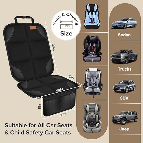 Miniatura 3 de Yuan & Chuang Paquete de 2 protectores de asiento de automóvil, tela 1680D, con acolchado más grueso, protector de asiento de automóvil para asiento