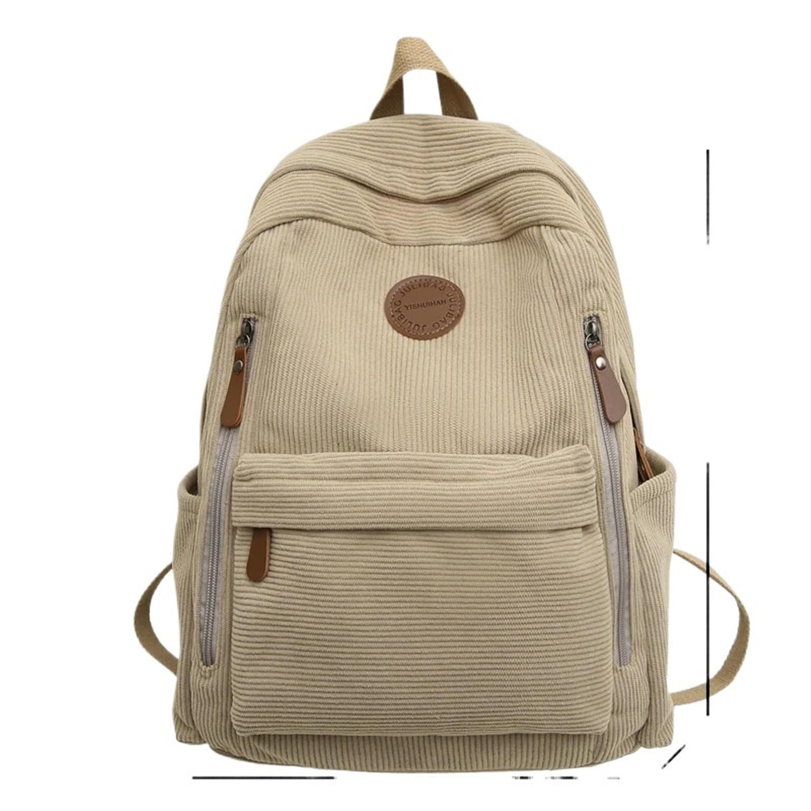Rucksack Damen Frau Rucksack Cord Schule Buch Taschen for Teenager Weibliche College Tasche Dame Freizeit BagPack GroßE KapazitäT(Khaki)