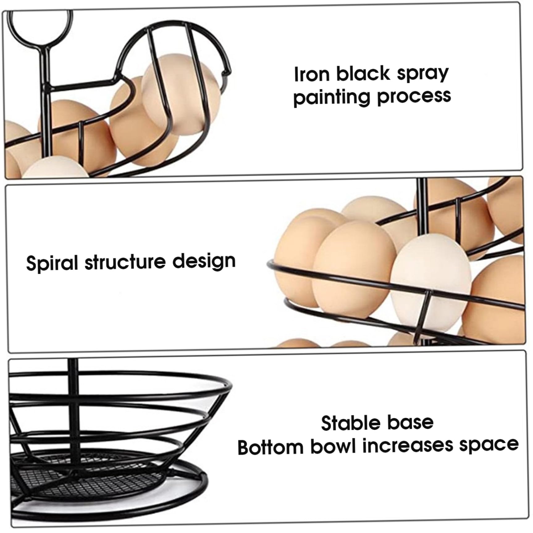 Encimera con Soporte para Huevos en Espiral, Estante metálico para Huevos, dispensador Compacto de Frescos, Organizador de encimera para Cocina