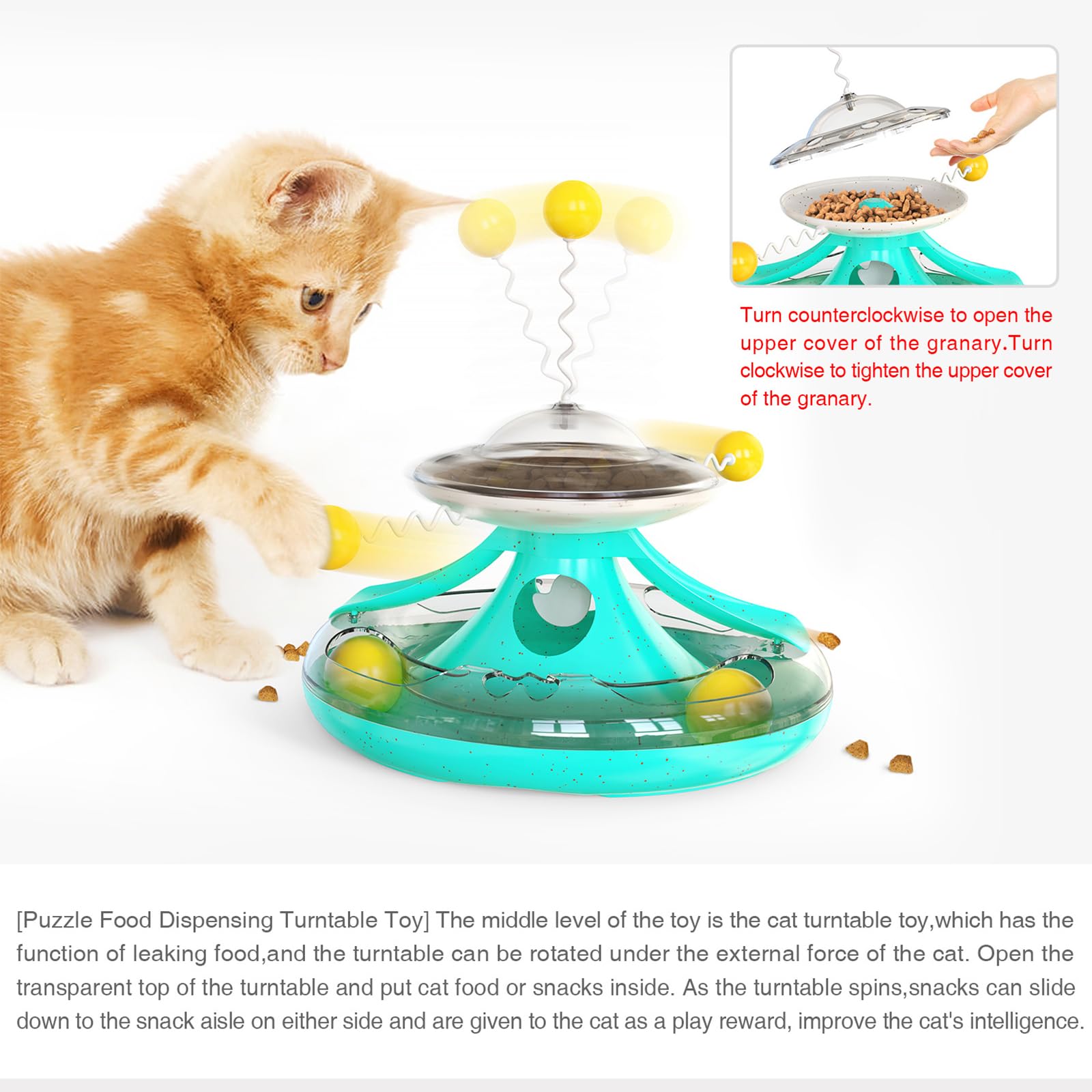 Katzenspielzeug, Katzenspielzeug drinnen for Katzen, interaktives Katzenspielzeug, Kätzchenspielzeug for drinnen Katzen, multifunktionales Katzenspielzeug mit Trackball und Feder, Katzenzubehör geeign