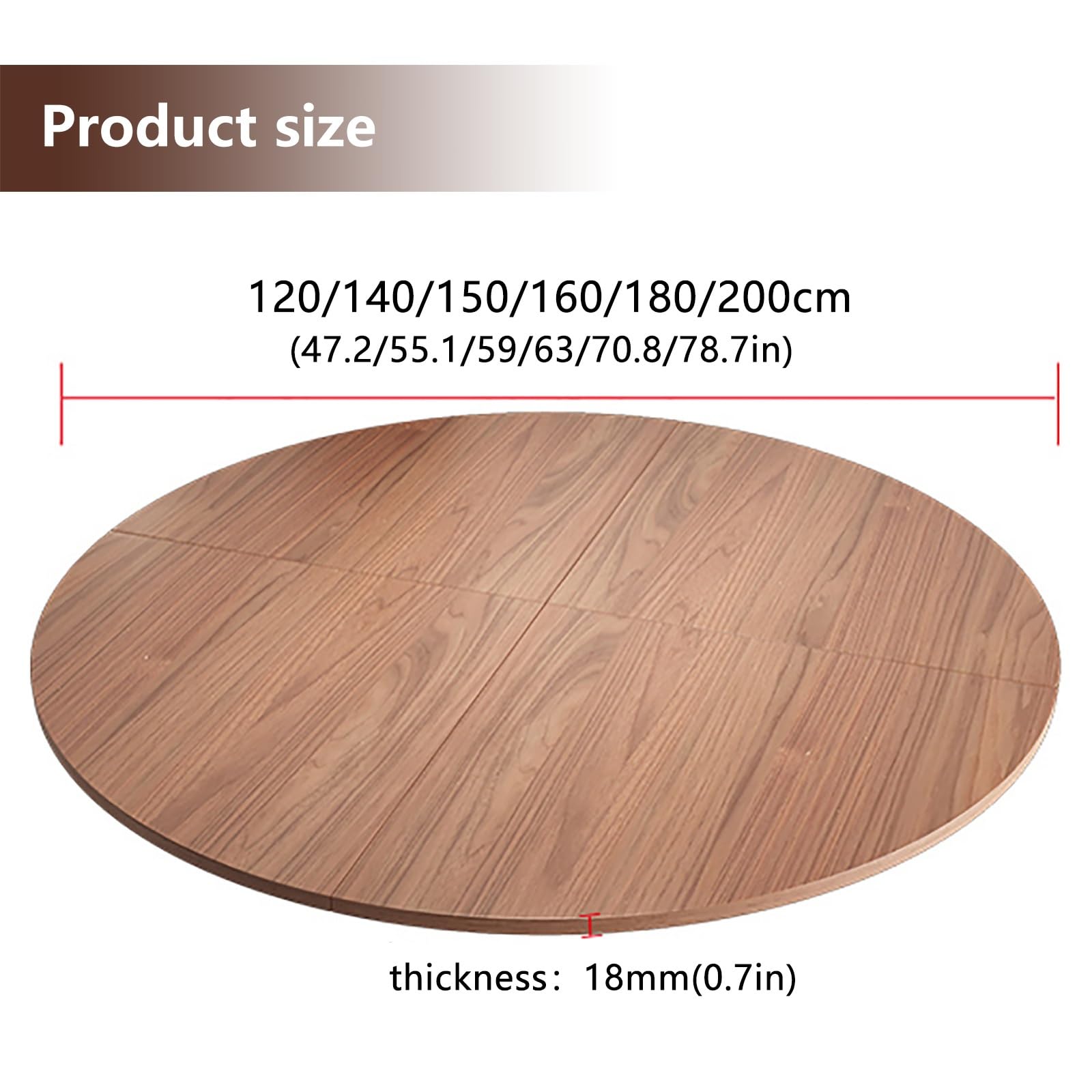 Tablero Redondo Madera Estructura Estable Plegable Y Fácil de Almacenar Tablero para Mesa Fuerte Capacidad de Carga Sin Patas Ahorra Espacio Adecuado para Reuniones Familiares(Marrón/Café,150