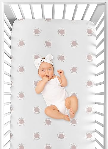 Miniatura 4 de Sweet Jojo Designs Sábana bajera ajustable para cuna de bebé o niño pequeño, color blanco y rosa, color malva rosa polvorienta, bohemio, cielo