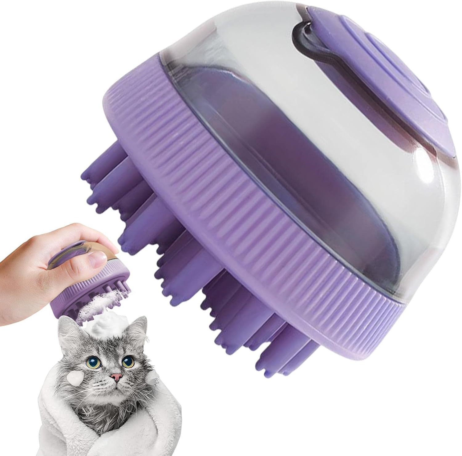 Dog Shampoo Brush,2 in 1 Dog Bath Brush with Shampoo Dispenser Dog