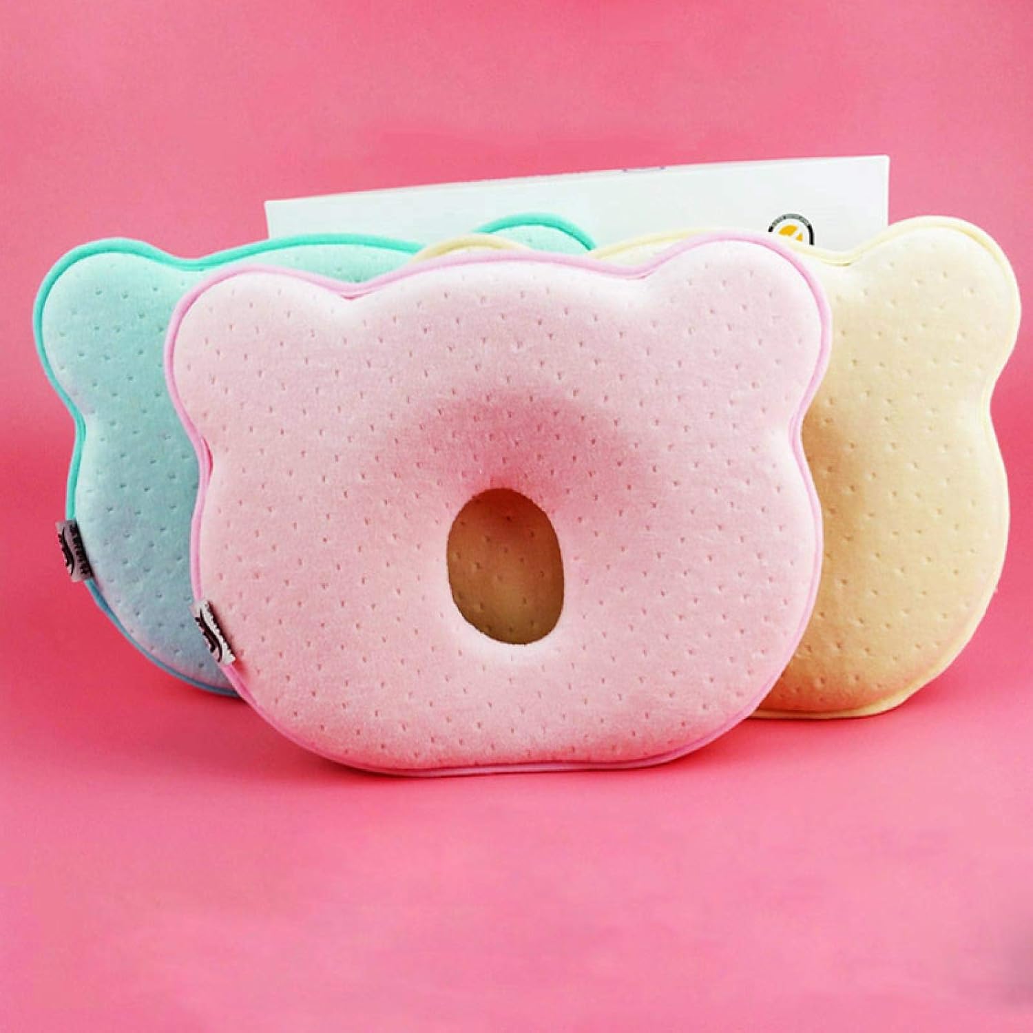 New Baby Crib Pillow Prevents Soft Sleep, Fixed Safety headrest, Cute Protective Flat Head Memory Foam Cushion for Sleep Support. : Baby