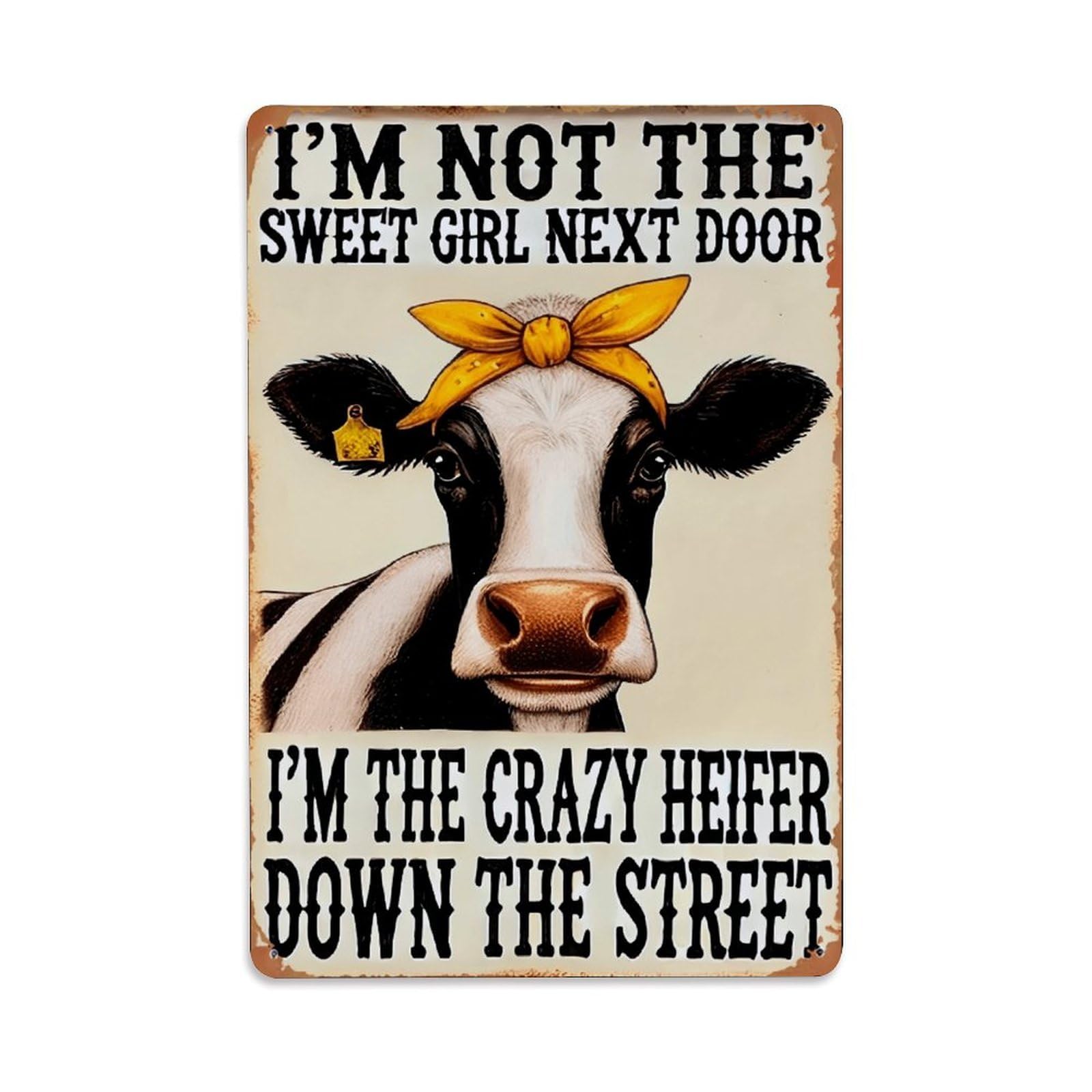 Ldfuieksufg Style Funny Farm Cow Vintage Metal Sign Vintage Aluminium Metal Sign, Retro Wall Decor For Home, Bar, Garage & Farmhouse 30X20cm