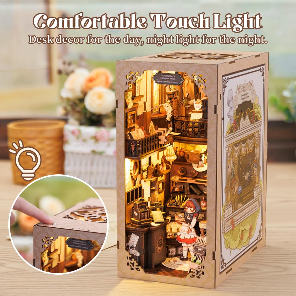 Fsolis DIY Book Nook,Kit per Libri Fai da te,Book Nook in Legno con Led,Puzzle in legno 3D,Costruire il Libro,il Montaggio e l'incollo dei Pezzi,Semplice da Montare,Regalo per Ragazzi e Ragazze