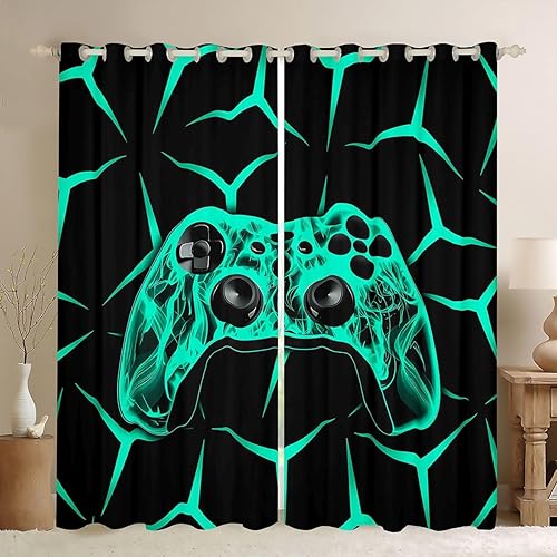 Feelyou Gamer Darkening Drapes Gamepad Curtains for Living Room for Boys Gaming 