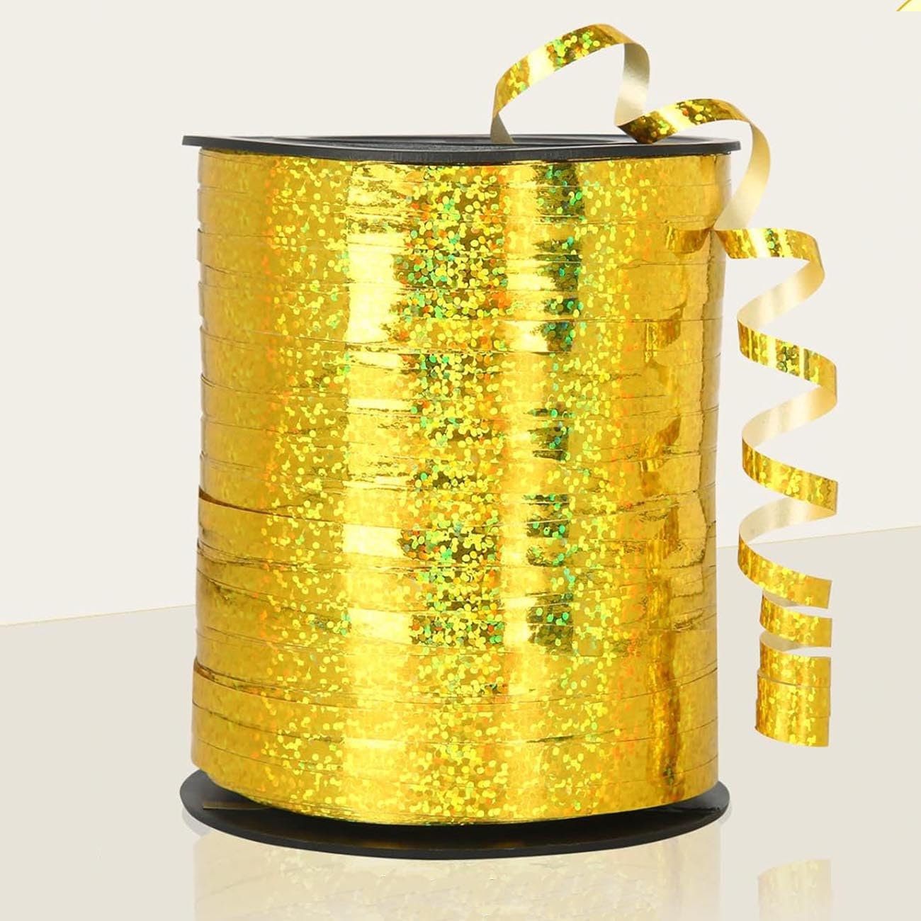500 Yards Gold Glitter Curling Ribbon for Gift Wrapping,Shiny Metallic Balloon String(457m x 5mm)