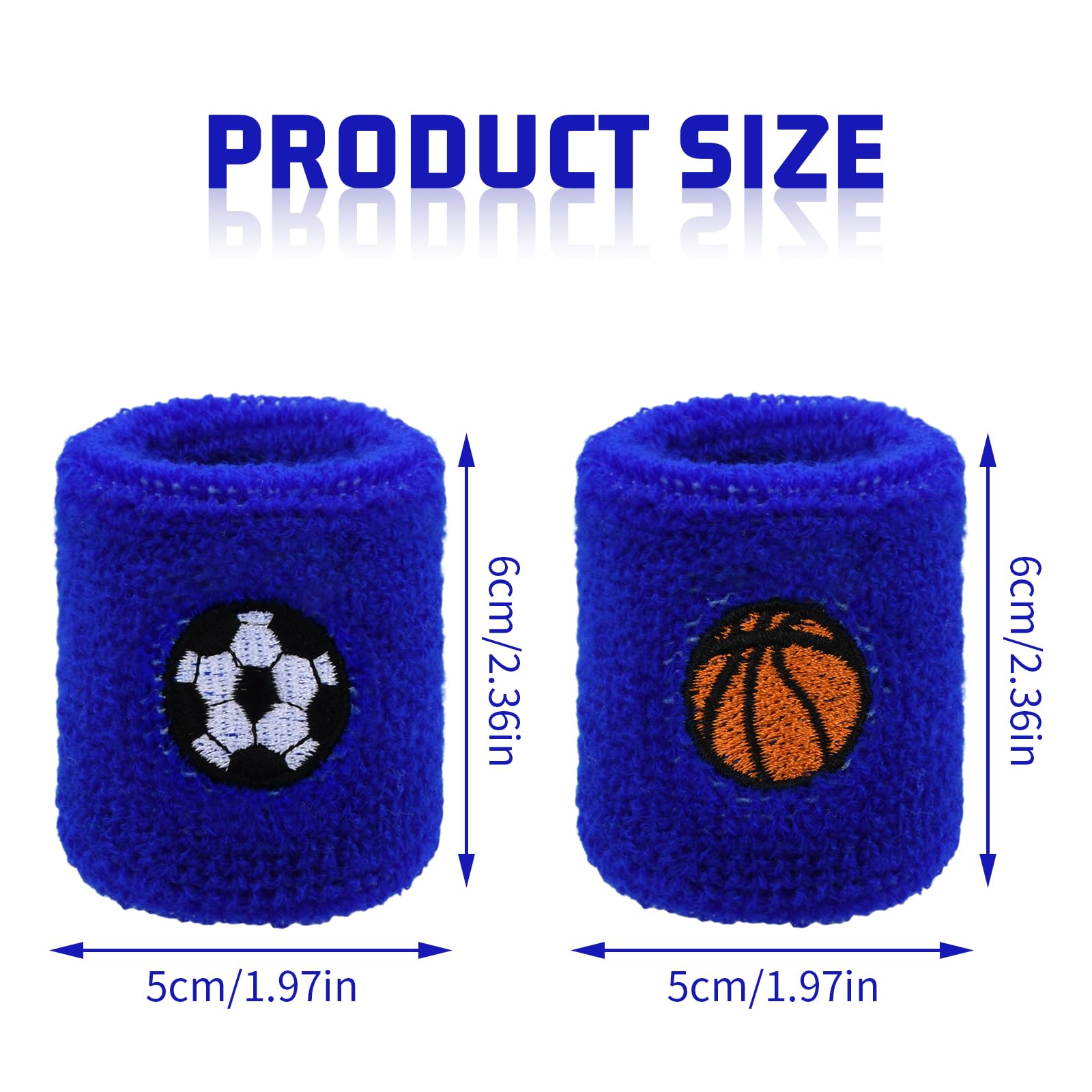 6 Pezzi Polsino Sportivo Braccialetti Sportivi per Bambini Sudore Assorbente Fasce da Polso Cotone Elastico Traspirante Polsini SpugnaPolsini di Sport per Basket Calcio Corsa Palestra, Blu (B)