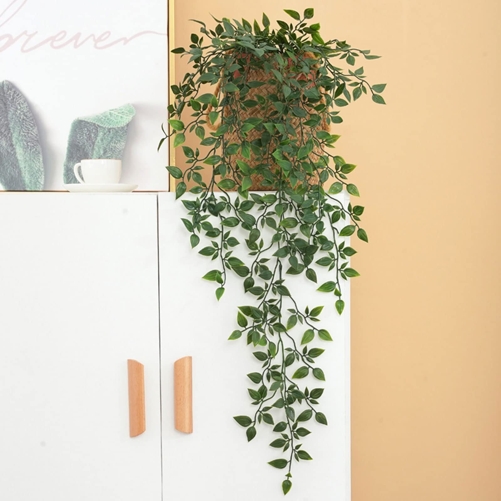 1 Piece Artificial Hanging Plants 85cm Artificial Ivy Vine Simulation Flowers Vines for Home Kitchen Garden Restaurant Wall Decoration (85cm)