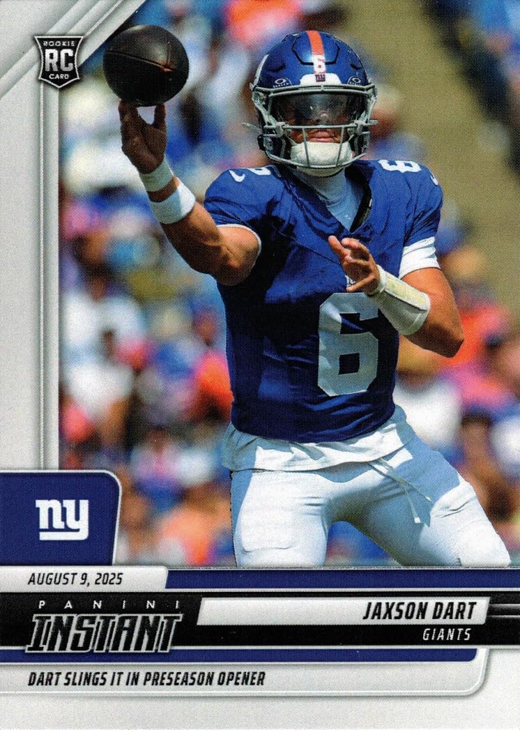 2025 Panini Instant Football #13 Jaxson Dart Rookie Card Giants - Only 1,054 made!