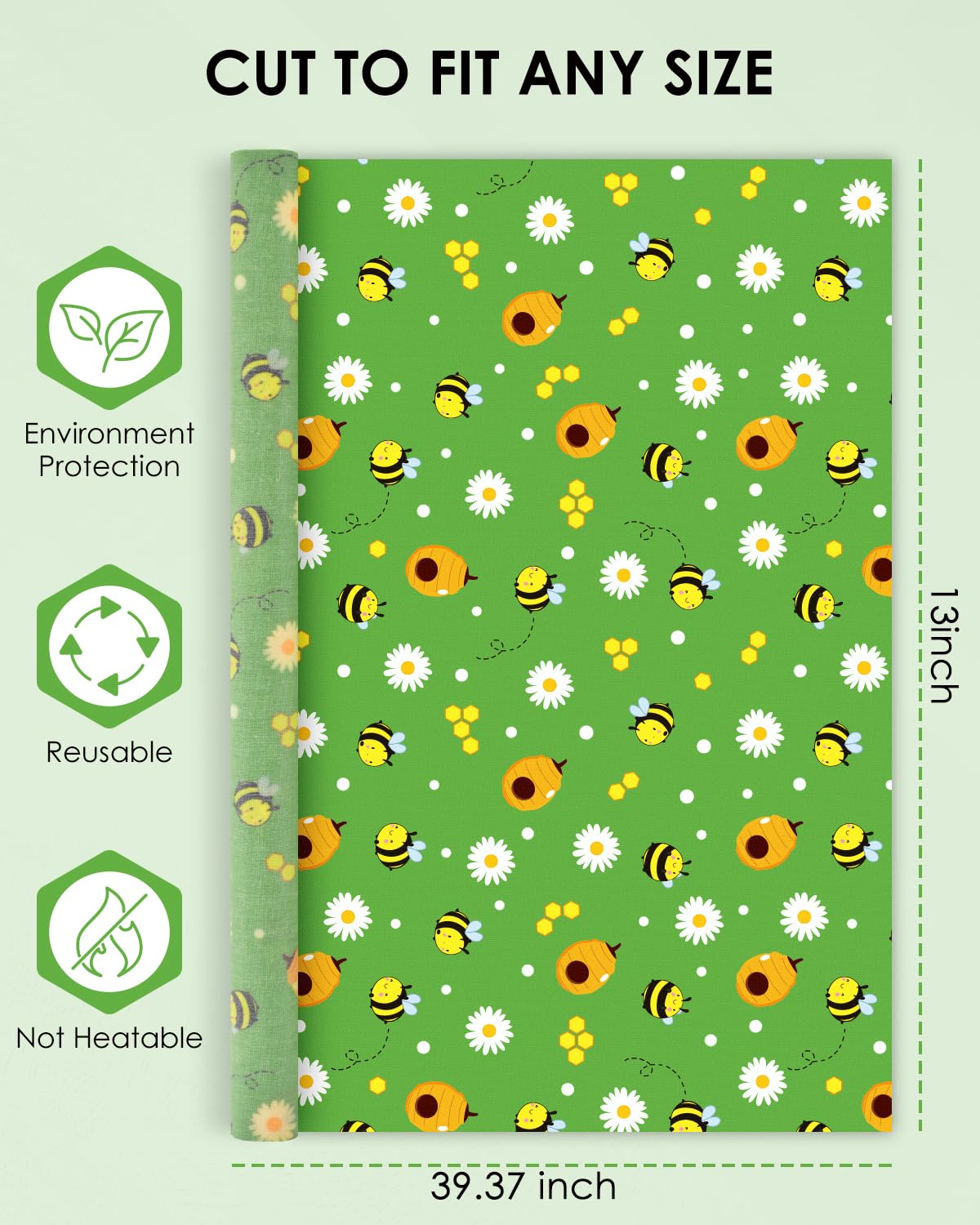 Beeswax Food Wraps 1 Meter Roll 13 x 39 Inch Reusable Beeswax Wraps Eco-Friendly Sustainable Food Storage Wraps for Sandwich, Cheese, Fruit, Bread, Snacks
