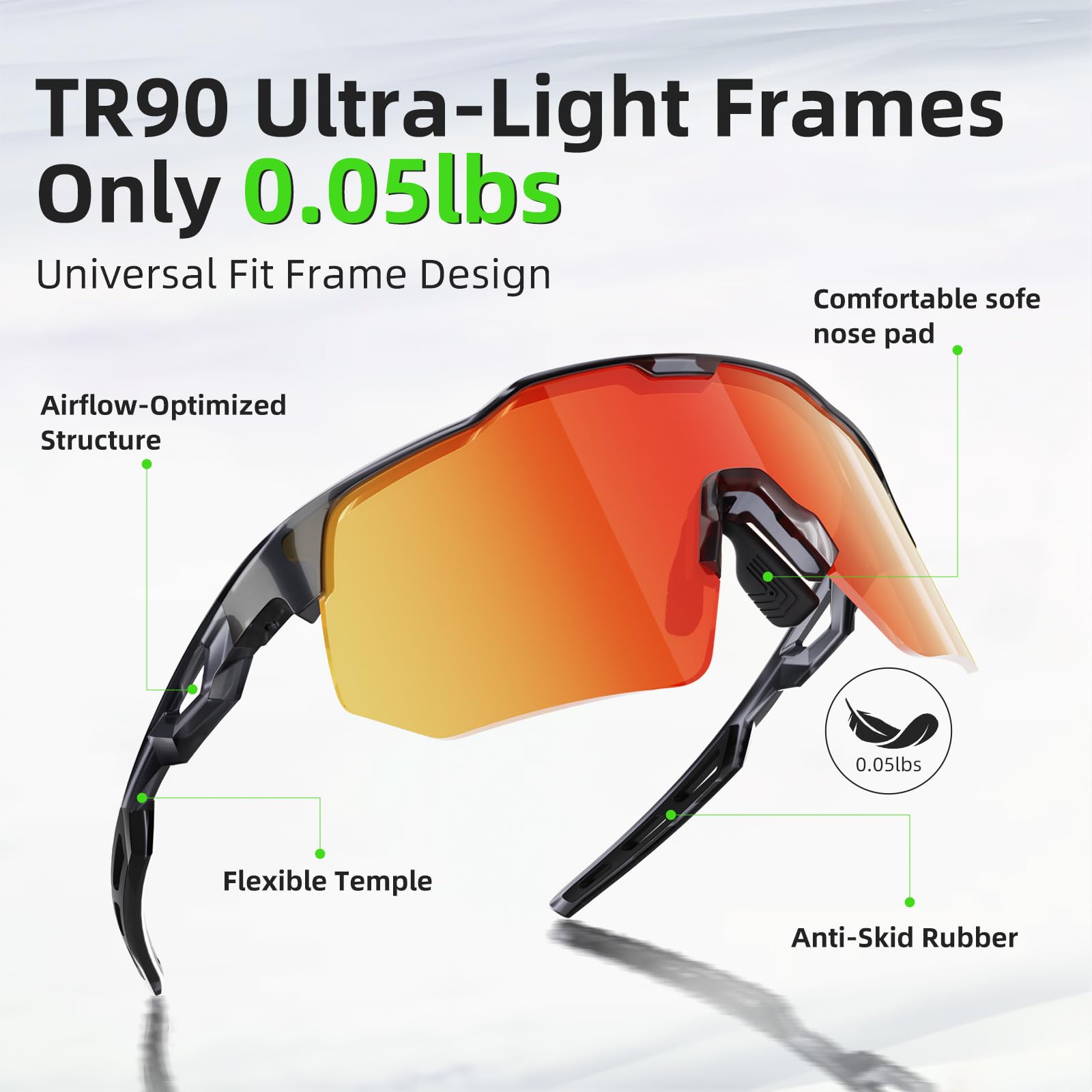 HAAYOT Gafas de sol deportivas polarizadas para hombres y mujeres, protección UV, béisbol, ciclismo, correr, conducir, pescar