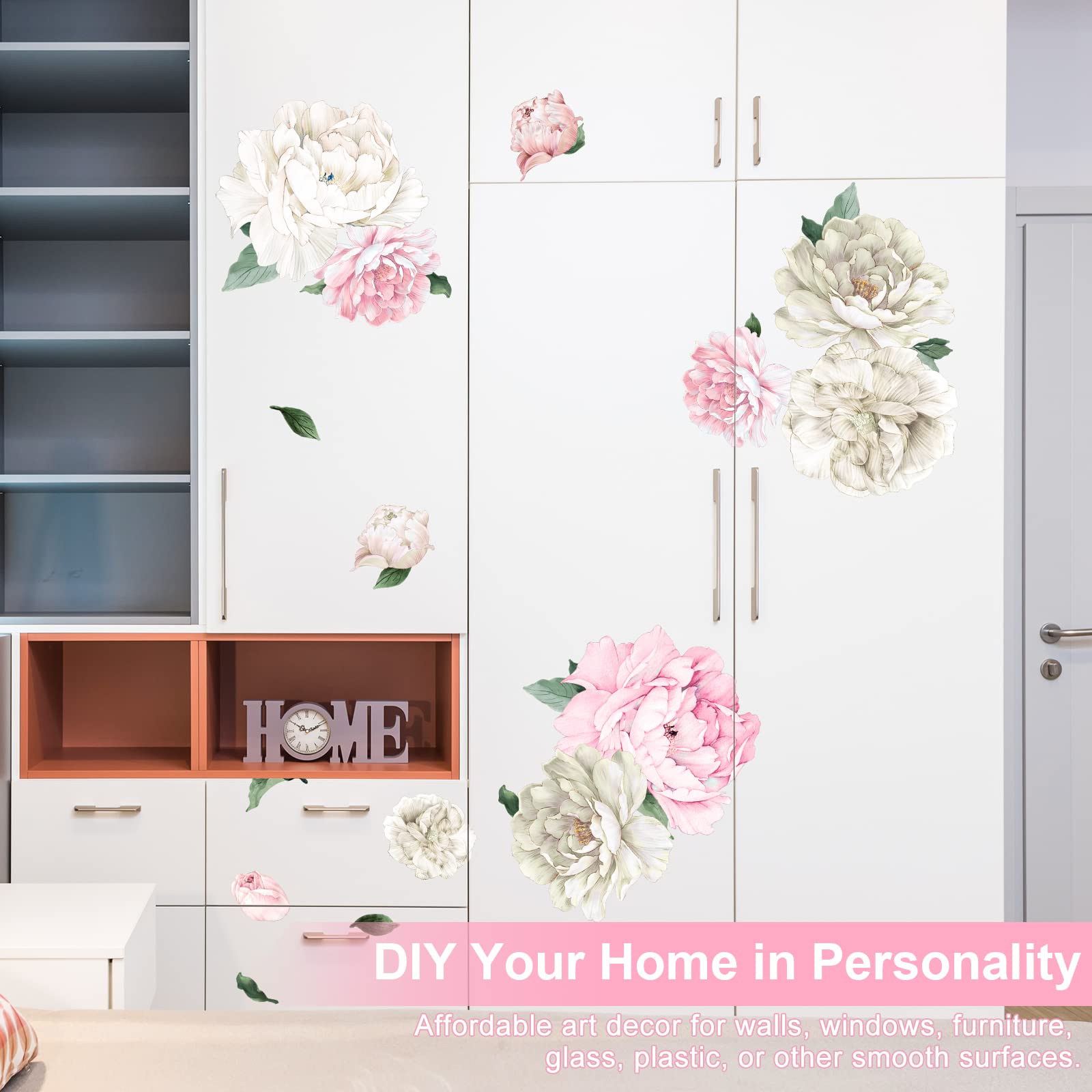 Snapklik.com : Jumbo Peony Wall Art Decals - Large Floral Peel And ...