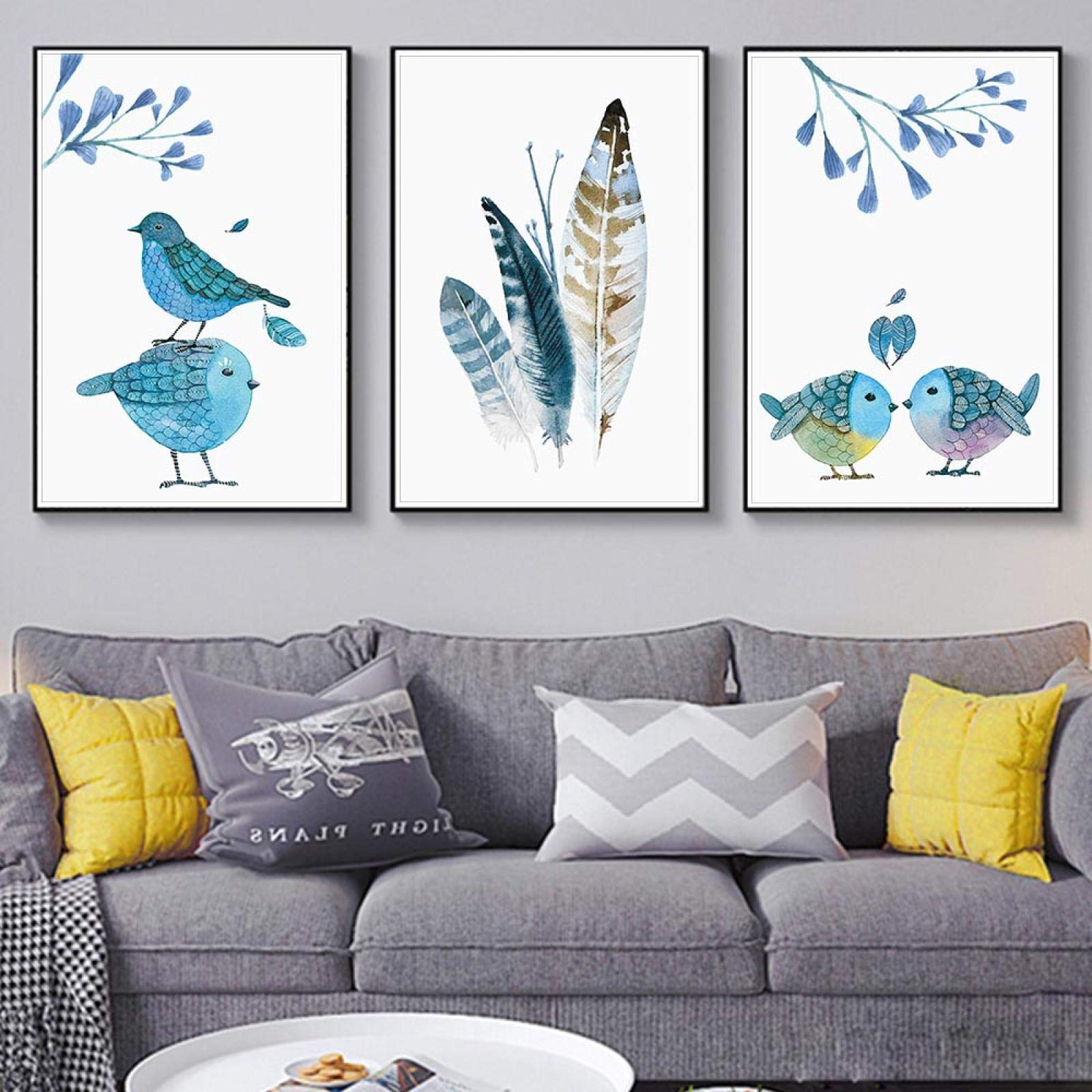 Yooyu Diseño Laminas para Carteles de Animales Impresiones HD Lienzo Pintura Arte de la Pared Imágenes Hogar nórdico Decoración de la habitación de los niños 40x50cmx3 Marco Interno