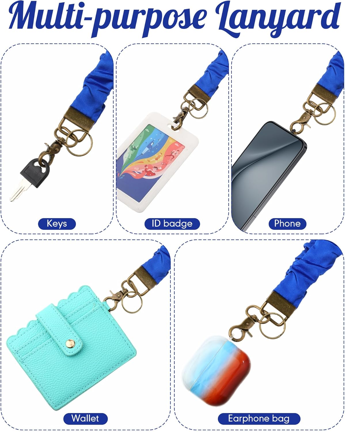 Geyoga Teacher Scrunchie Lanyard for ID Badges Cute Neck Stretchy Lanyard Gift Retractable Keychain Holder for Nurse Women - Image 5