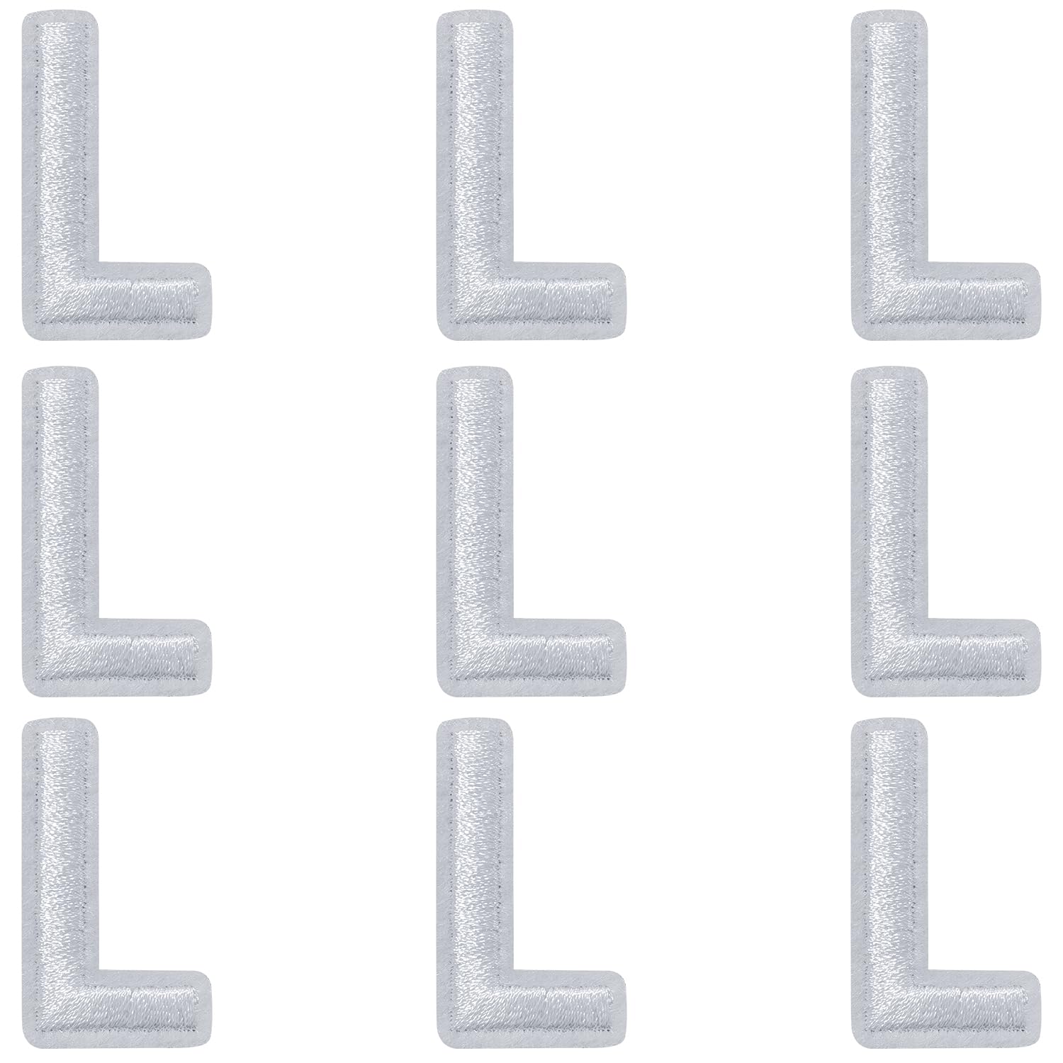 IANZE 9PCS Iron on Letter Patches, White Letter L Patches Embroidered Letter Patch for Clothing, Jeans, Hats, T-Shirts, Backpacks, Etc. (White-L)