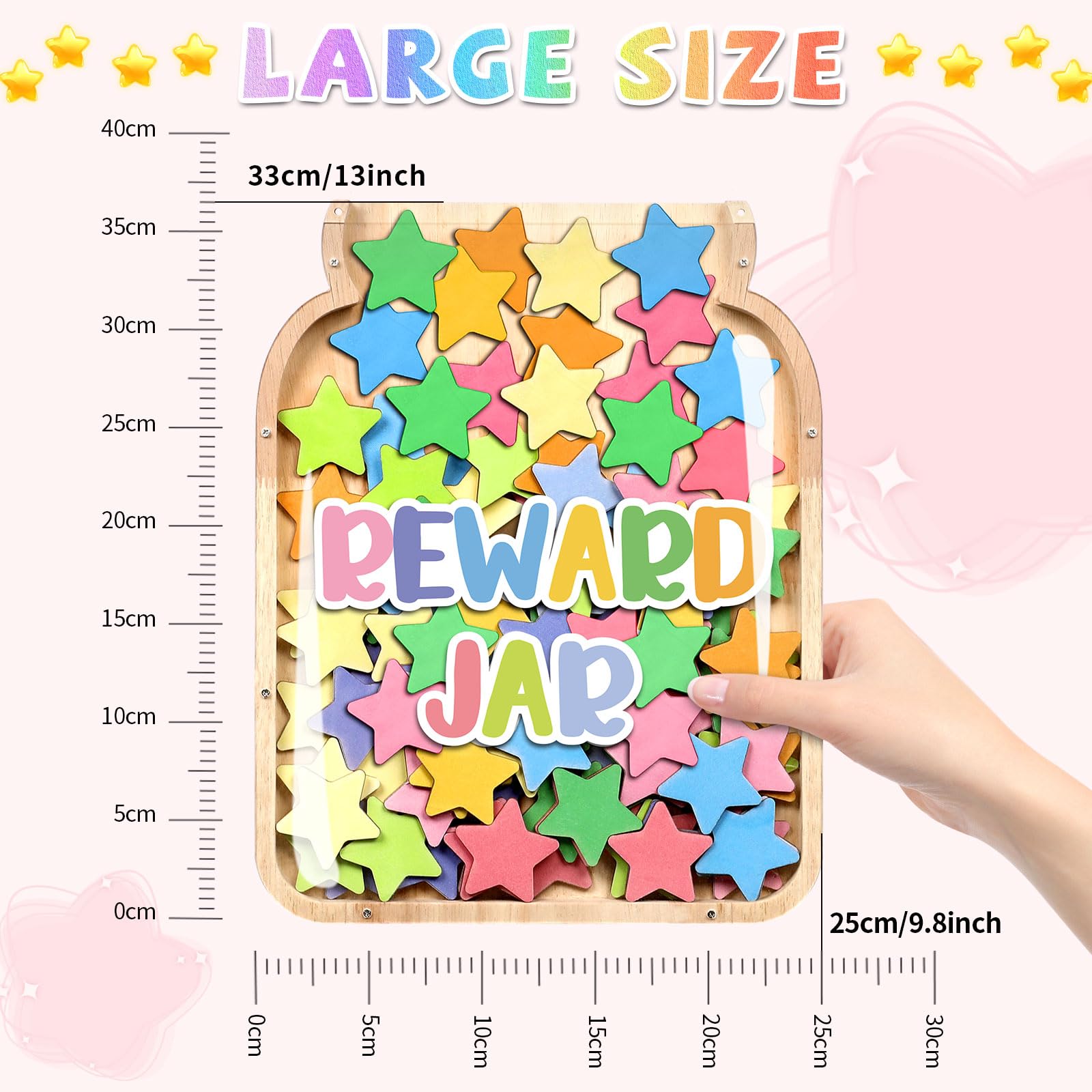 Qyeahkj Large Reward Jar for Kids Star Potty Training Behavior Reward Chart and Chore Chart Behavior Reward Jar for Boys Girls Toddlers Classroom Back to School Motivate Responsibility