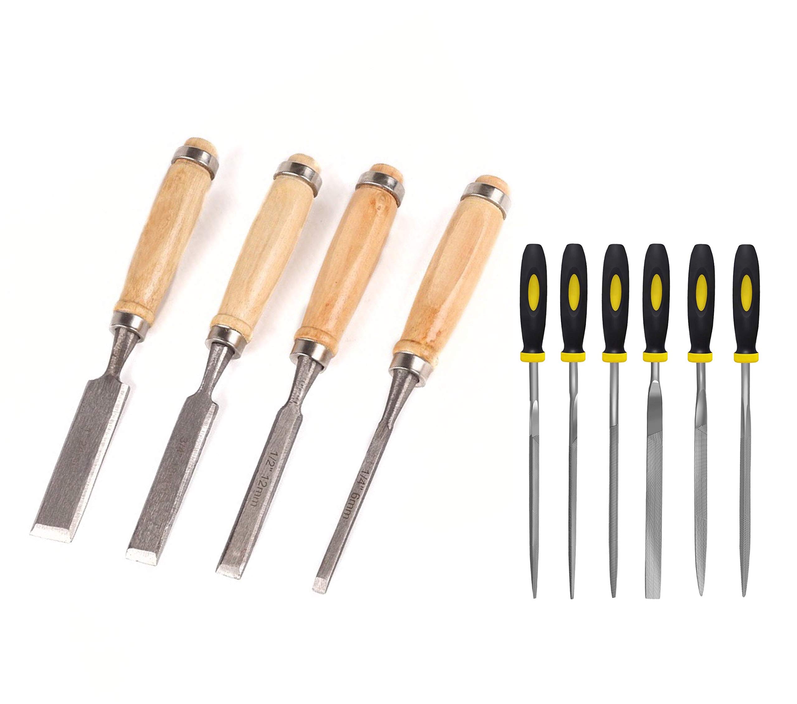 Buy Wood Chisel Metal File,1/4,1/2,3/4,1Inch Chisel Set,Needle Files