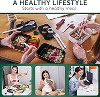 Vista 48 de Umami Bento Lunch Box for Men & Women, Black Lotus, 68 oz