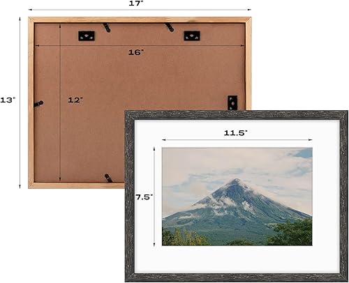 Miniatura 3 de Golden State Art, Portarretratos de madera de 12 x 16 pulgadas, tapete blanco para fotos de 8 x 12 pulgadas, dientes de sierra para exhibición de