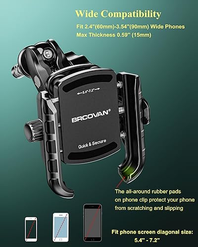 Miniatura 5 de BRCOVAN Soporte antirrobo para teléfono de horquilla de motocicleta con amortiguador de vibraciones, compatible con cámara bloqueo y liberación 1s