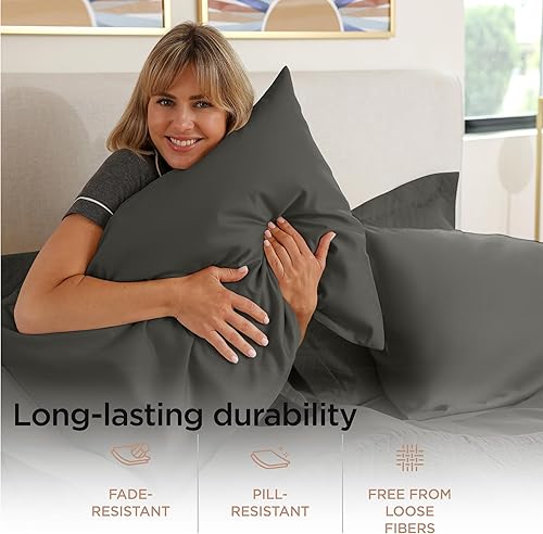 Miniatura 4 de Threadmill Home Linen juego de sábanas de 400 hilos, 100% algodón, ropa de cama de lujo, tamaño King, juego de 4 unidades, tela satinada suave