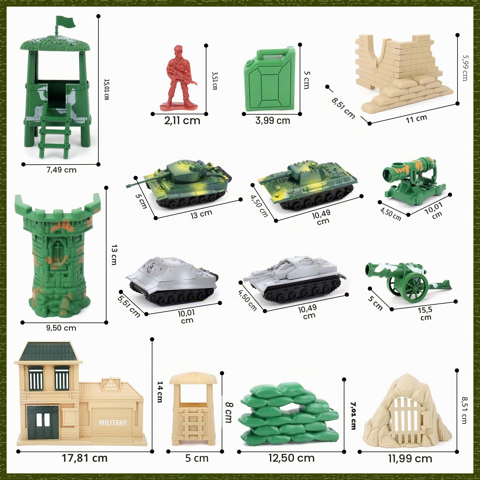 deAO 303 Pièces Set de Jeu Militaire Sac Rangement et Accessoires Bataille