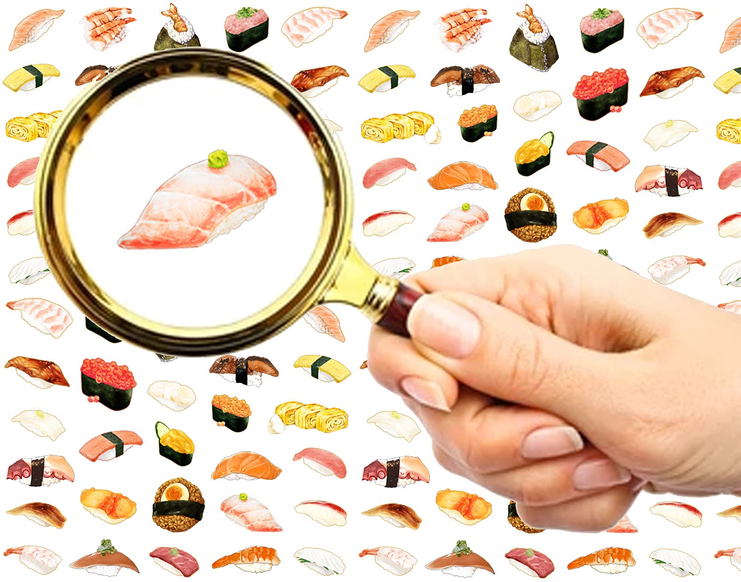 Nail Stickers Decal Transfers (5 Sheets) FLONZNAIL Cushi Sashimi Japan Streetfood Cute Watercolor Art