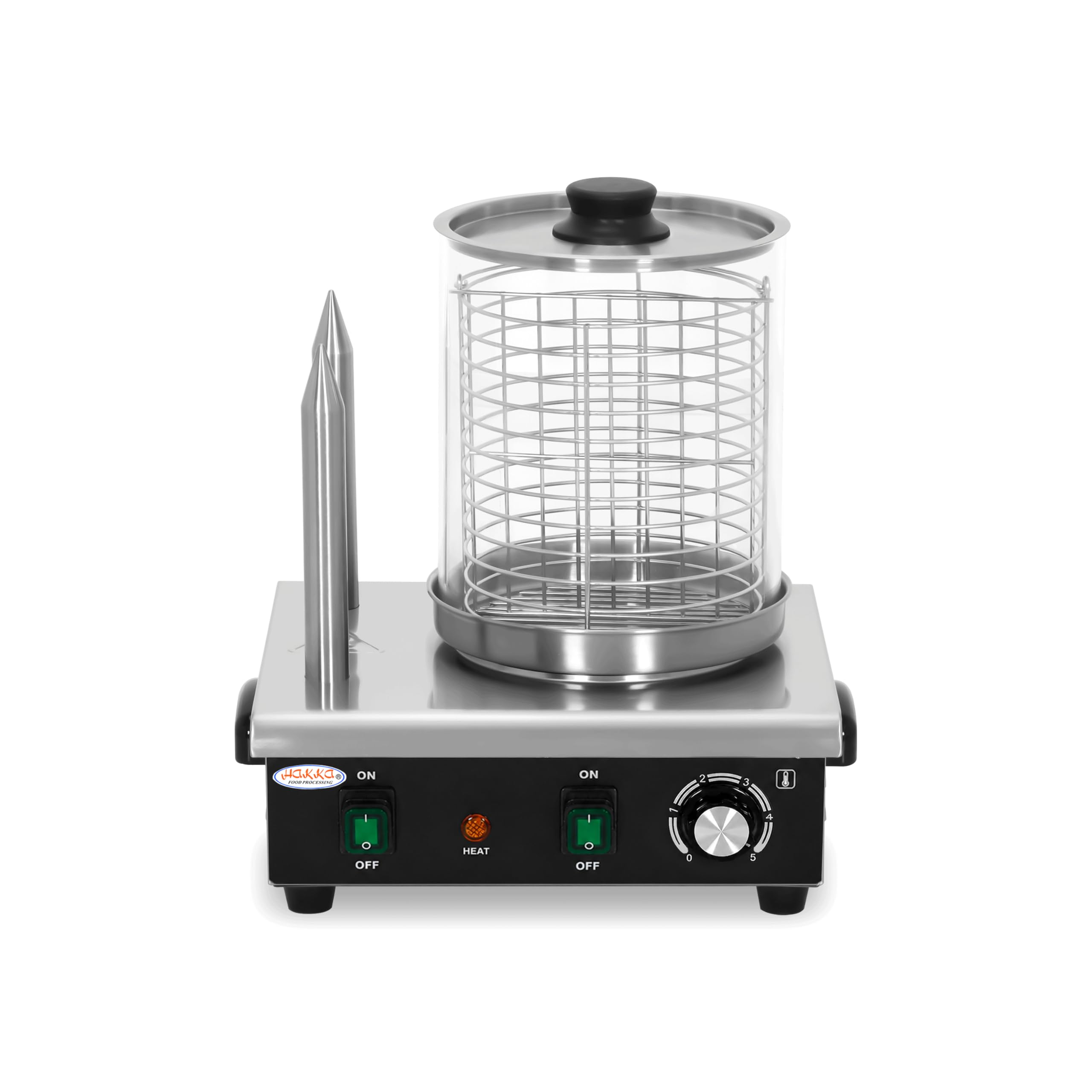 Hakka Machine à Hot-Dogs Professionnelle avec 2 Fentes Pour Toast, Cuiseur Vapeur électrique Pour Hot-Dogs et Chauffe-Pains, Pour Saucisses et Gressins, 220V/550W